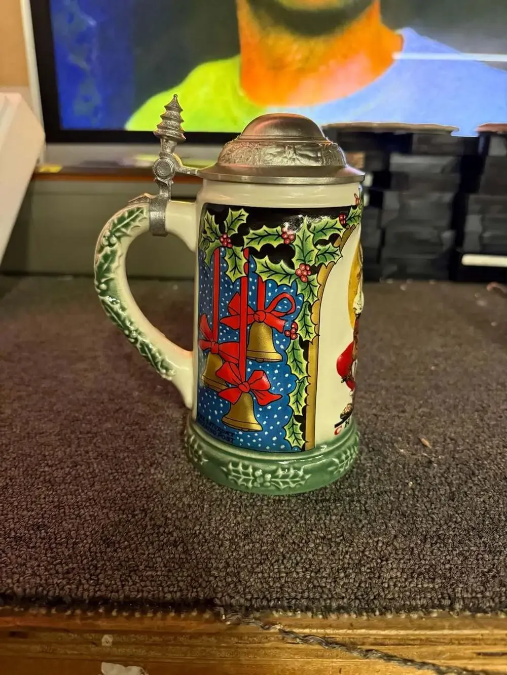 1995 Norman Rockwell Saturday Evening Post Christmas Collector Beer Stein with P